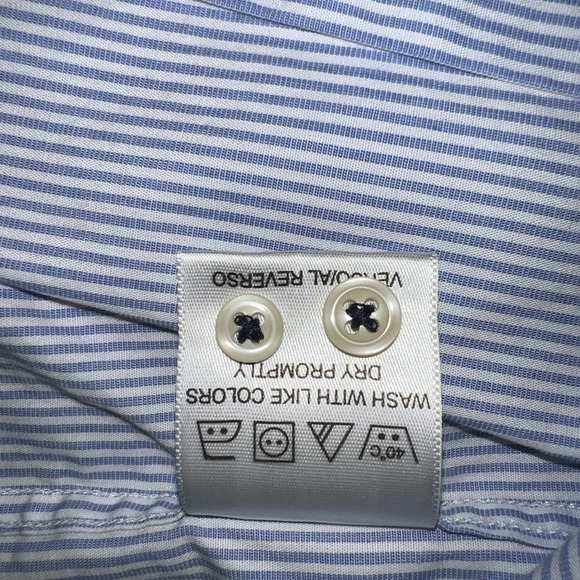 Tommy Hilfiger, 15.5/  Ithica, blue/white pinstripe Long sleeve button front top - Picture 8 of 10